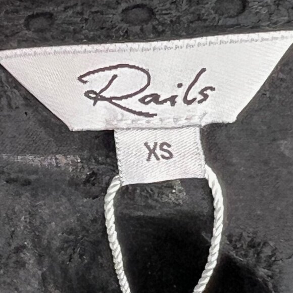 RAILS Yuri Shirt Black Eyelet Mix Button Down Black Top‎ XS Petite Summer - Picture 8 of 13